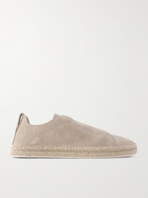 ZEGNA Triple Stitch™ Leather-Trimmed Suede Slip-On Sneakers