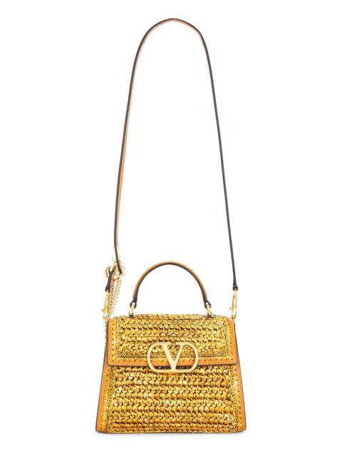 Valentino Crochet Raffia VSLING Top Handle Bag
