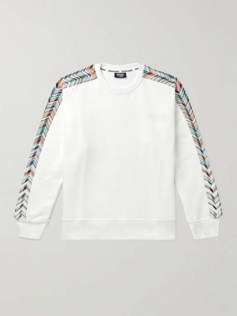 Logo-Embroidered Striped Cotton-Jersey Sweatshirt