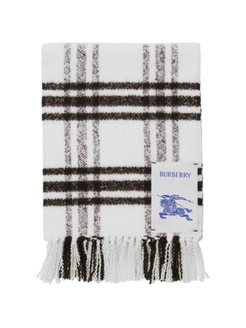 Burberry check-pattern fringed wool scarf