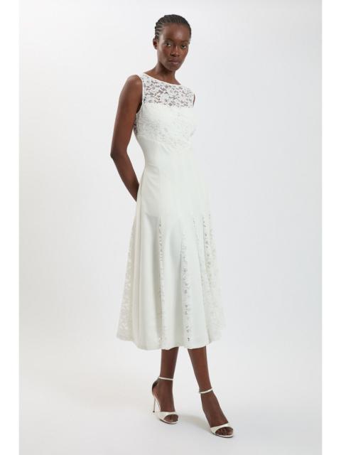 KAREN MILLEN Compact Stretched Lace Detail Midi Dress