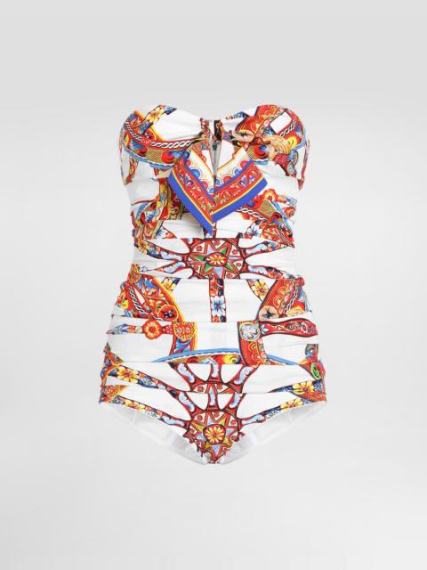 Dolce & Gabbana Carretto-print charmeuse top