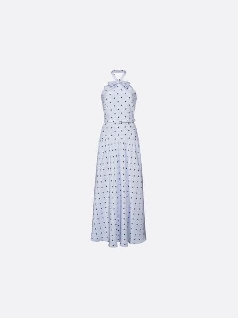 Alessandra Rich POLKA-DOT SILK HALTER-NECK MIDI DRESS
