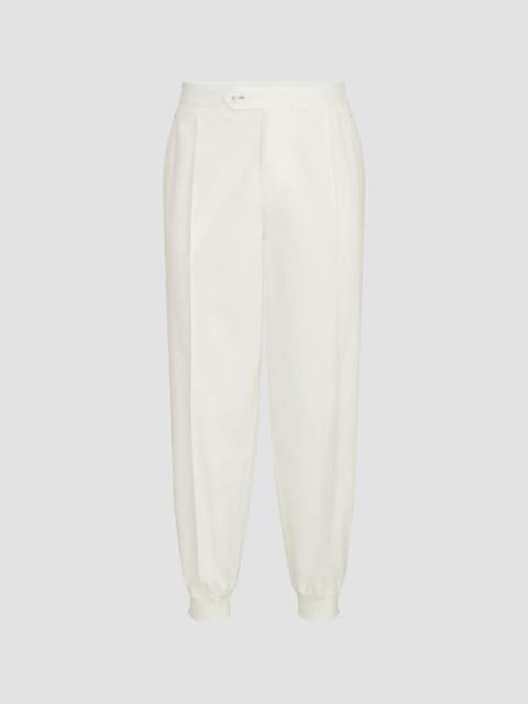 Brunello Cucinelli Men's Nylon Trousers with Tabbed Waistband, Crête Detail - White