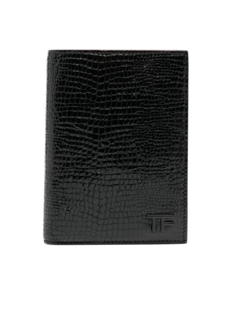 embossed lizard-skin effect cardholder