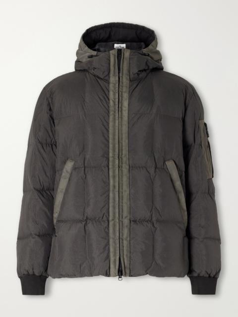Stone Island Logo-Appliquéd Padded Quilted Garment-Dyed Shell Down Jacket
