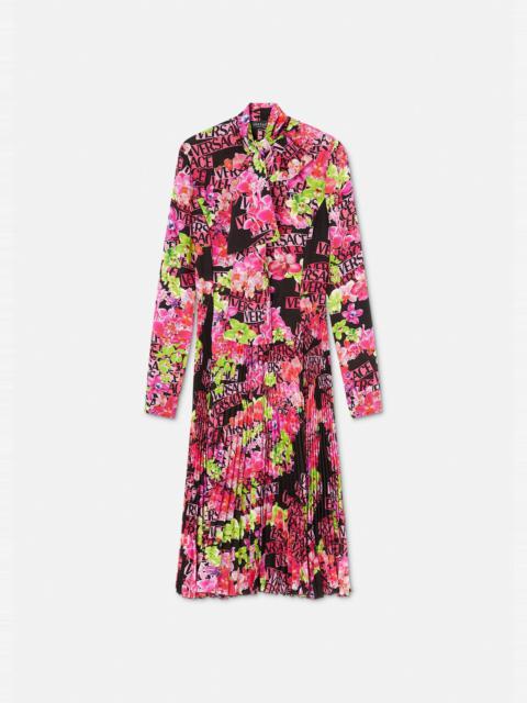 VERSACE Logo Orchid Midi Shirt Dress