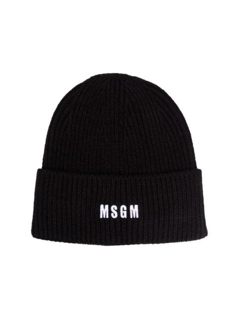 MSGM ribbed logo-embroidered beanie