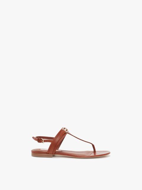 Victoria Beckham Flat Chain Sandal In Tan Leather