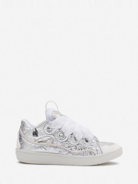 Lanvin CURB SNEAKERS IN CRINKLED METALLIC LEATHER