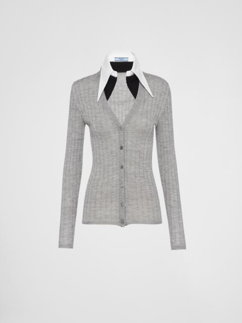 Prada Cashmere and silk cardigan with collar