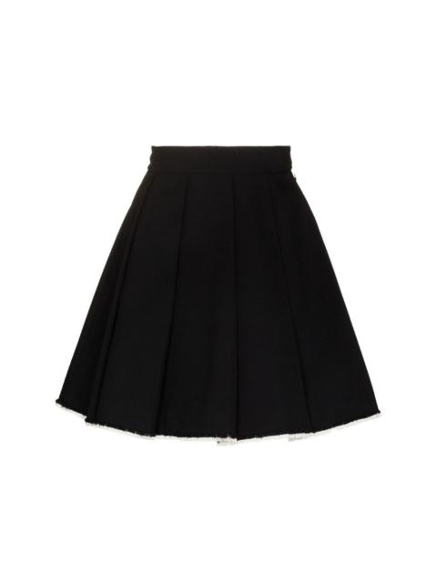 pleated raw-hem skirt