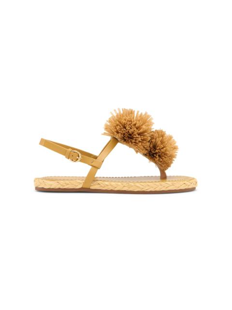 ULLA JOHNSON Ingrid Pom Pom Leather Espadrilles yellow