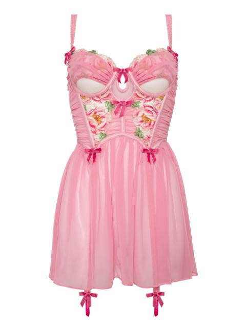 For Love & Lemons Needle Point Roses Slip Dress