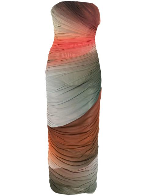 THE ATTICO Ruched-detail Gradient Midi Dress