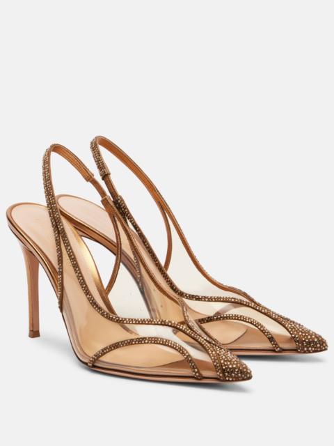 Gianvito Rossi Diana 95 leather-trimmed PU slingback pumps