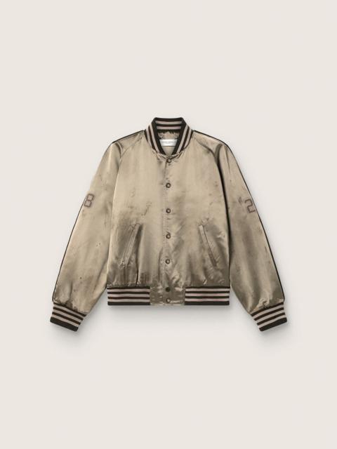 Golden Goose Unisex bomber jacket in green satin with ribbed hems and collar
