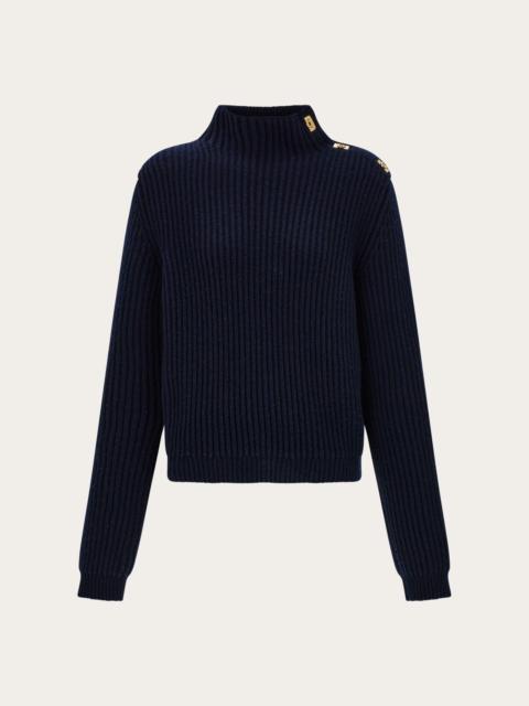 FERRAGAMO Knitted sweater with Gancini button detail