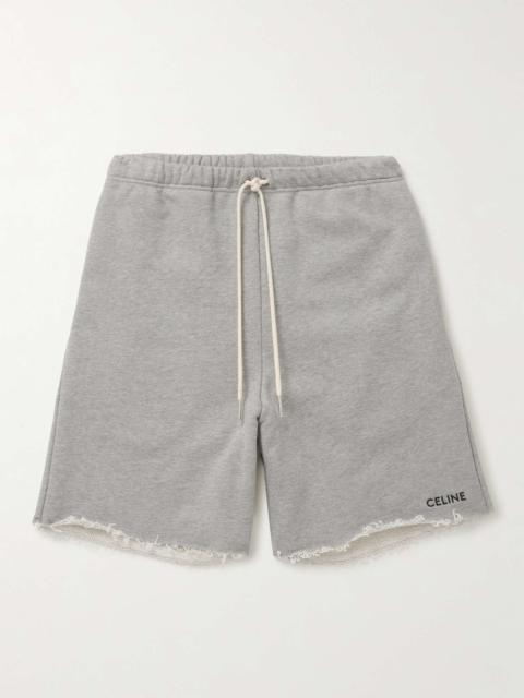 CELINE Wide-Leg Logo-Print Cotton-Jersey Drawstring Shorts