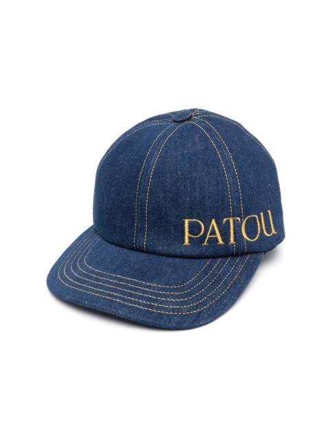 PATOU denim embroidered-logo cap
