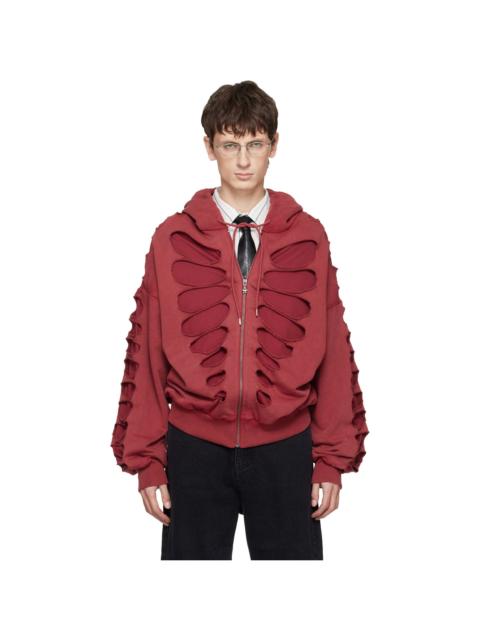 AVAVAV Red Shoulderless Cutout Hoodie