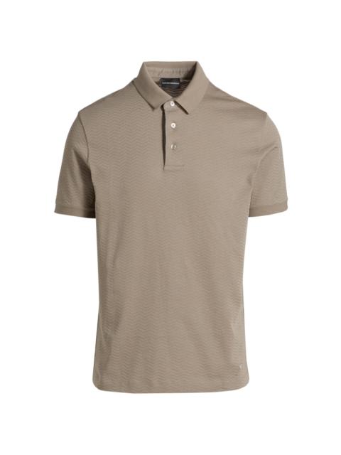 EMPORIO ARMANI Men's Chevron Cotton Jersey Polo Shirt - Tan