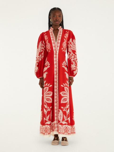 FARM RIO Red Miranda Lenzing Ecovero Euroflax Maxi Dress