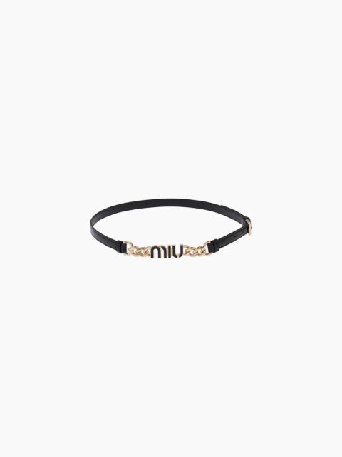Miu Miu Brushed leather belt with logo