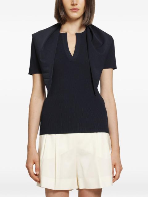 Max Mara ribbed-knit tie-detail short-sleeve sweater