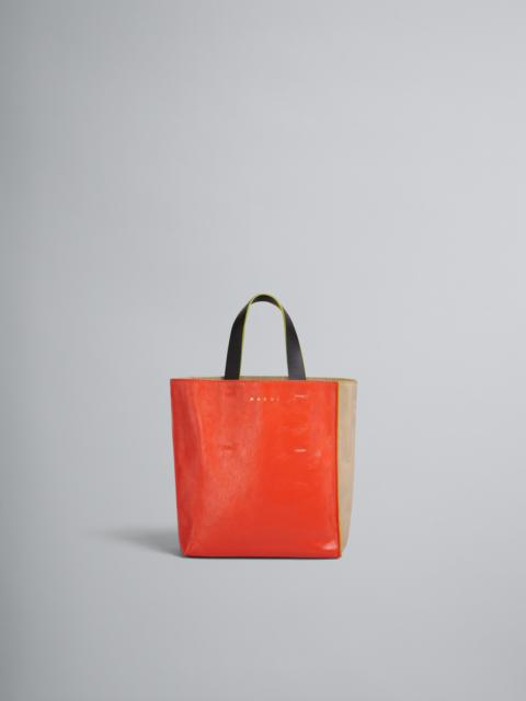 MUSEO SOFT MINI BAG IN BEIGE AND ORANGE LEATHER