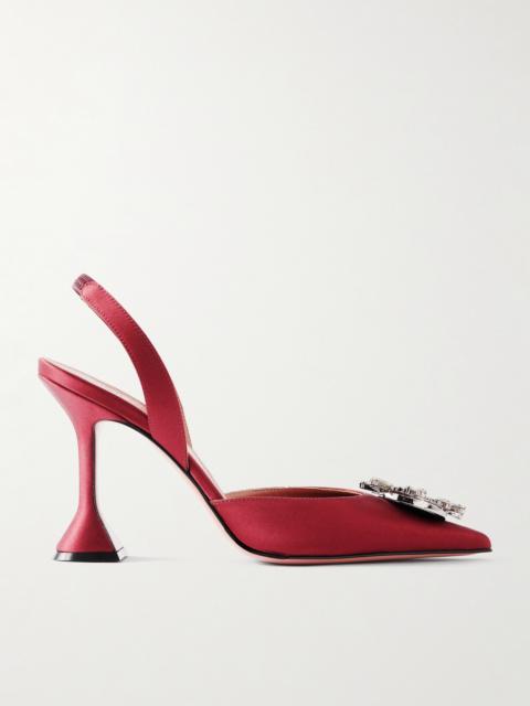 Amina Muaddi Begum Swarovski Crystal-embellished Satin Slingback Pumps