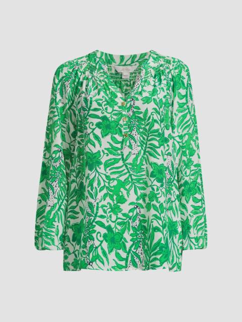 Lilly Pulitzer Women's Elsa Leafy Silk Top - Fiddle Leaf Green