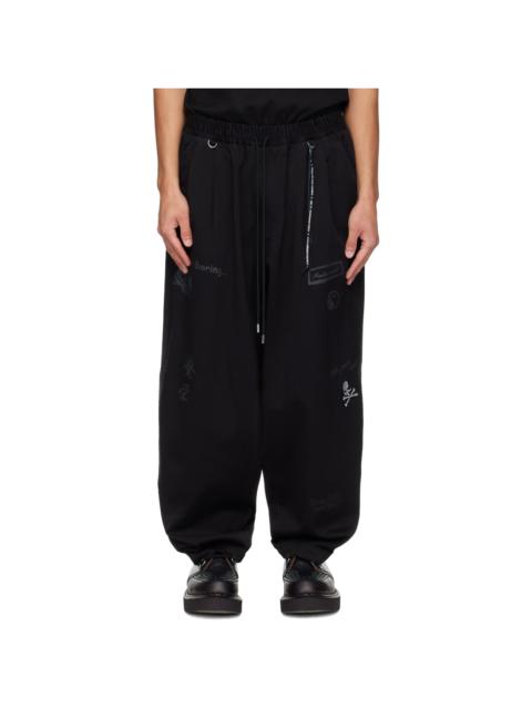 MASTERMIND WORLD Black MW Doodle Print Wide Easy Trousers