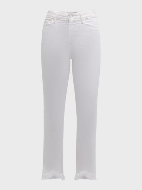 SIMKHAI River High-Rise Straight-Leg Frayed Denim Jeans