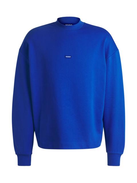 HUGO COTTON-TERRY SWEATSHIRT WITH BLUE LOGO LABEL