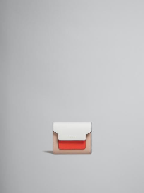 Marni ORANGE WHITE AND BEIGE SAFFIANO LEATHER WALLET