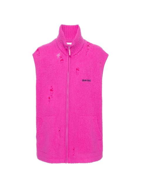 doublet embroidered-logo distressed vest