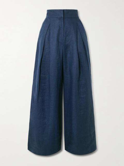 ANDRES OTALORA Desperte Pleated Linen Wide-leg Pants
