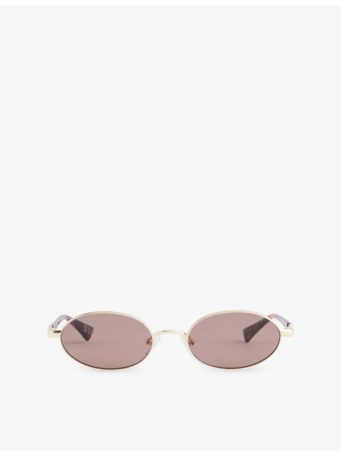Le Specs Icicle Oval-Frame Metal Sunglasses