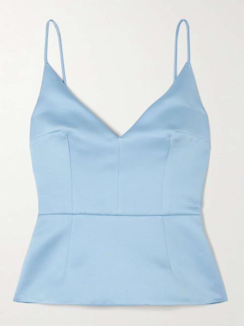 EMILIA WICKSTEAD Vero duchesse-satin peplum top Light blue