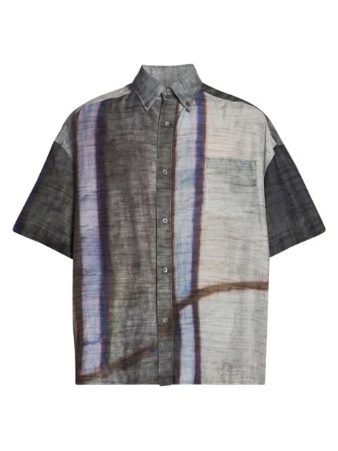 GIORGIO ARMANI Men's Abstract-Print Cotton-Silk Shirt - Solid Medieval