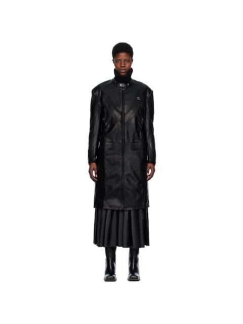 lesugiatelier Black Motor Biker Faux-Leather Coat