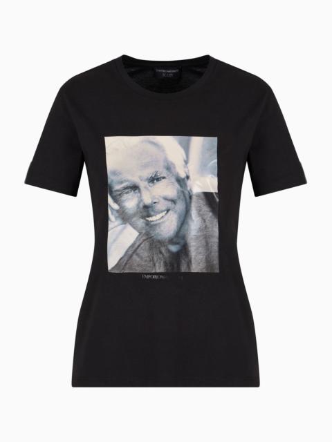 EMPORIO ARMANI Icon Supima jersey T-shirt with Mr Armani photographic print