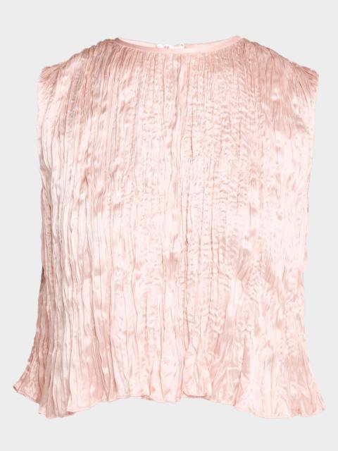 ADAM LIPPES Anouk Silk Plisse Sleeveless Crop Top