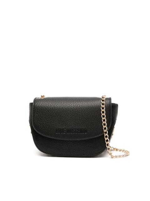 Moschino logo-lettering grained crossbody bag