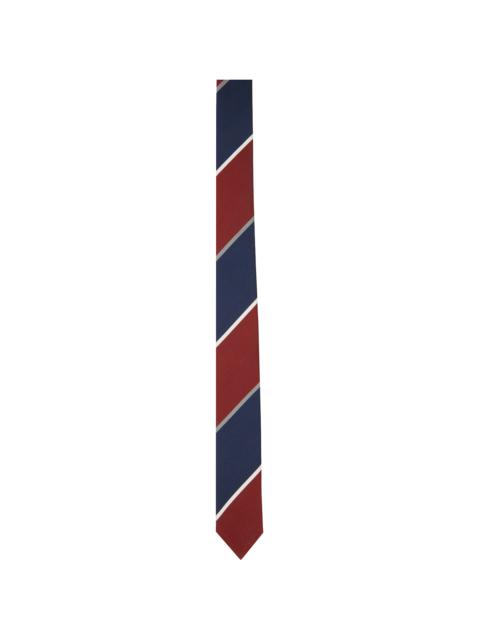 Thom Browne Burgundy & Navy Alternative Stripe Tie