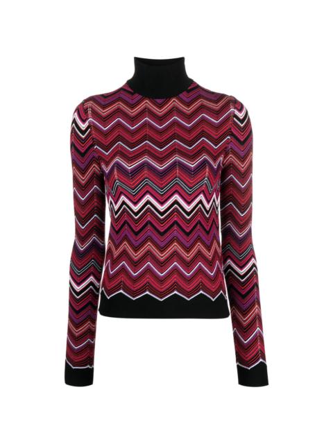 zigzag crochet-knit jumper