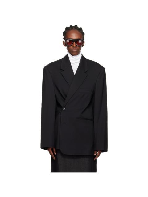 The Frankie Shop Black Crosby Wrap Blazer
