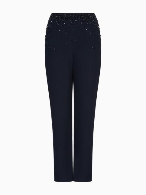 Embroidered cady straight trousers