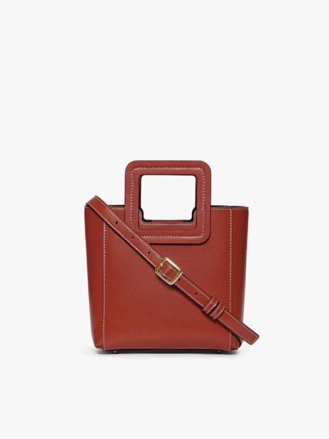 STAUD STAUD MINI SHIRLEY LEATHER BAG | COGNAC
